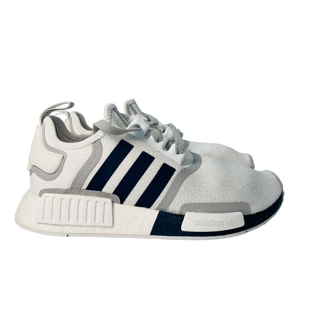 ADIDAS NMD R1 White Navy Gray Athletic Running Shoes [G55576] Men's Size 8.5